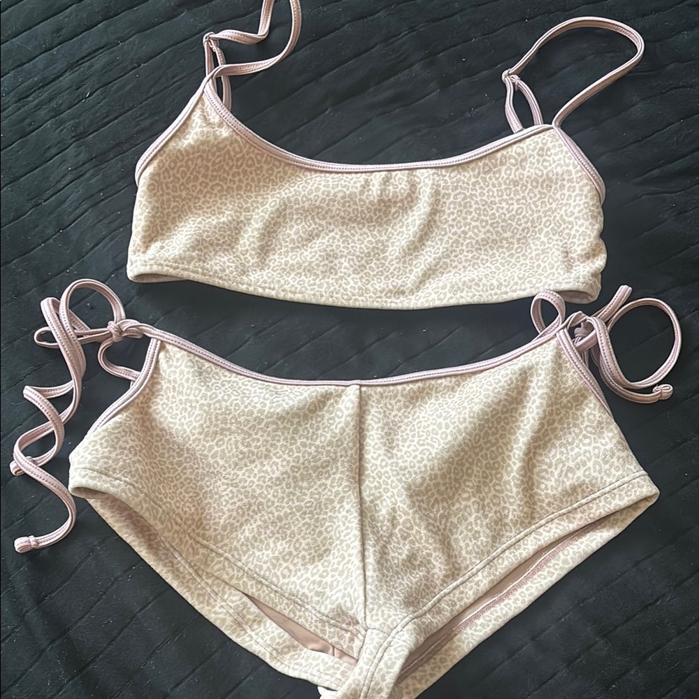 Frankie's Bikinis Pink and Cream Set
